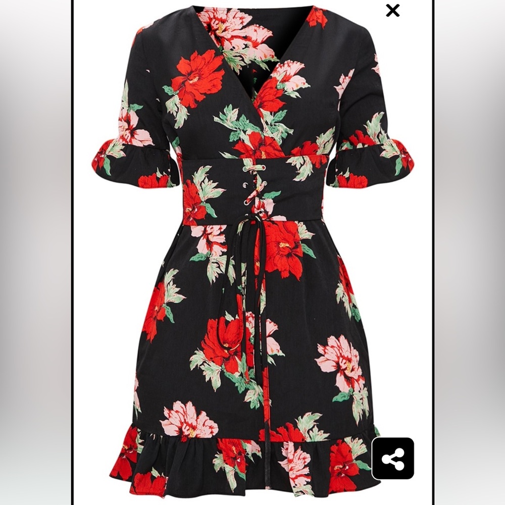 NWT pretty little thing floral corset dress size us 10 - Picture 2 of 6